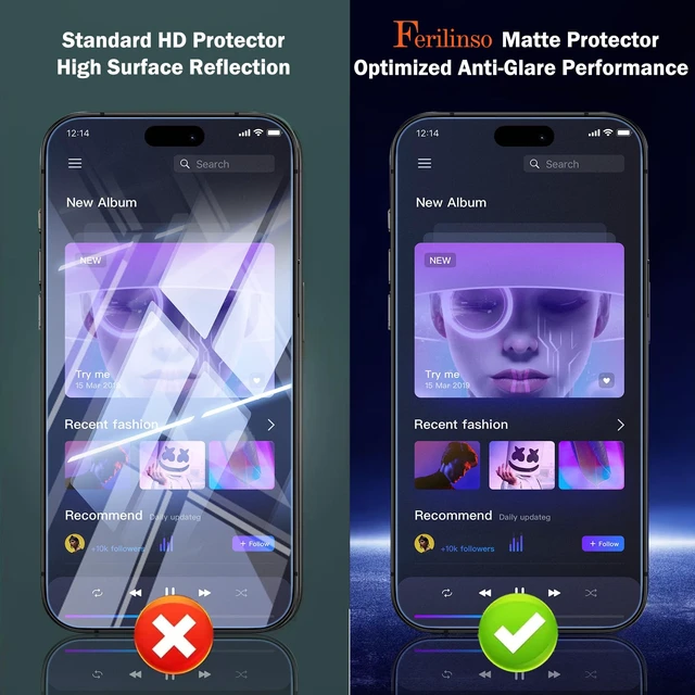 Alt view image 4 of 7 - Matte Screen Protector for iPhone 18 Pro Max, Tempered Glass | 2 Pack, 9H+ Hardness, Military-Grade Shatterproof, Case Friendly, Easy Installation Bubble Free, with Camera Lens Protectors