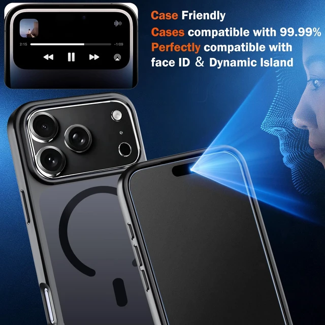 Alt view image 7 of 7 - Matte Screen Protector for iPhone 18 Pro Max, Tempered Glass | 2 Pack, 9H+ Hardness, Military-Grade Shatterproof, Case Friendly, Easy Installation Bubble Free, with Camera Lens Protectors