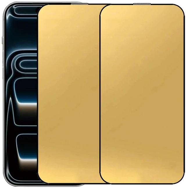 Main image of 2 Pack Anti-Blue Tempered Glass Screen Protector Film for iPhone 17 Pro Max 6.9 inch Gold