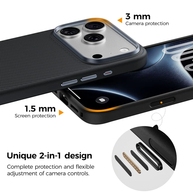 Alt view image 5 of 7 - for iPhone 18 Pro Max Case with MagSafe, ArmorPro Shockproof Case | Shockproof Military-Grade Drop Protection, Kevlar Aramid Fiber & TPU, Camera Control Button, Strong Magnets, Anti-Slip Grip
