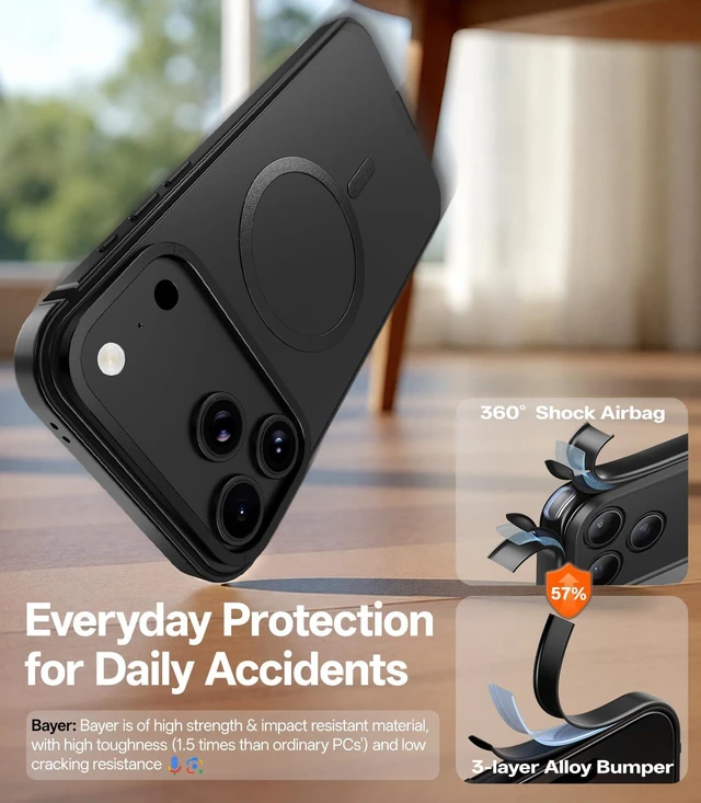 Alt view image 5 of 7 - Magnetic Slimfit for iPhone 18 Pro Max Case, Aluminum Frame,Black | Fit for MagSafe, Shockproof Protection, 1:1 Original Color Hard PC Back Matte Minimalist Phone Case for iPhone 18 Pro Max