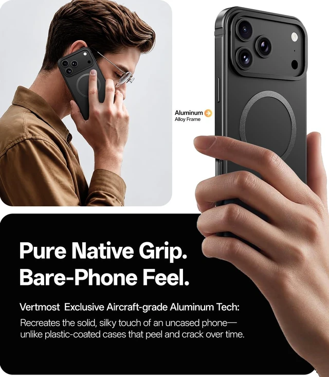 Alt view image 3 of 7 - Magnetic Slimfit for iPhone 18 Pro Max Case, Aluminum Frame,Black | Fit for MagSafe, Shockproof Protection, 1:1 Original Color Hard PC Back Matte Minimalist Phone Case for iPhone 18 Pro Max