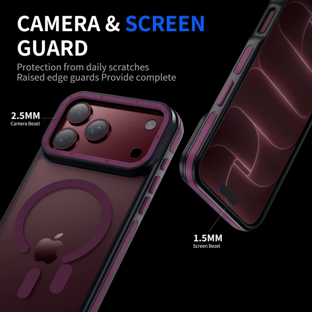 Alt view image 5 of 7 - for iPhone 18 Pro Max Case, Magnetic & Shockproof, Cherry Red | 1 X Lens Protector, Compatible with MagSafe, Military-Grade Protection, Shockproof Case for iPhone 18 Pro Max 6.9 inch