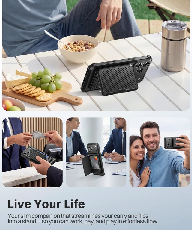 Alt view image 5 of 7 - for iPhone 18 Pro Max Case with Card Slot & Safety Lock, Black | Holds 4~5 Cards & Cash, RFID Blocking, Camera Control Button, Shockproof Wallet Phone Case for Apple iPhone 18 Pro Max 6.9''