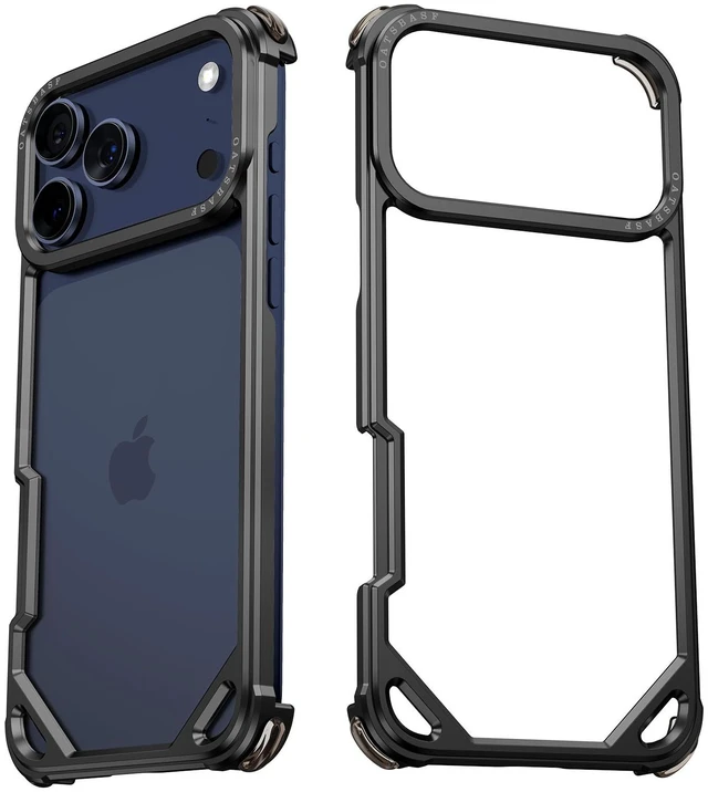 Main image of for iPhone 18 Pro Max Bumper Case,Aluminum Thin Slim No Back Design Phone Cases Compatible with MagSafe,Metal Frameless 4 Corner Airbags Shockproof Protective for iPhone 18 Pro Max(Black)