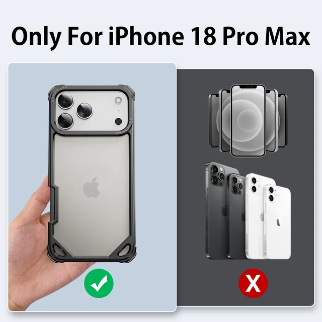 Alt view image 2 of 7 - for iPhone 18 Pro Max Bumper Case,Aluminum Thin Slim No Back Design Phone Cases Compatible with MagSafe,Metal Frameless 4 Corner Airbags Shockproof Protective for iPhone 18 Pro Max(Black)
