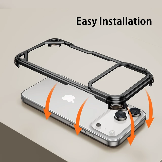 Alt view image 7 of 7 - for iPhone 18 Pro Max Bumper Case,Aluminum Thin Slim No Back Design Phone Cases Compatible with MagSafe,Metal Frameless 4 Corner Airbags Shockproof Protective for iPhone 18 Pro Max(Black)