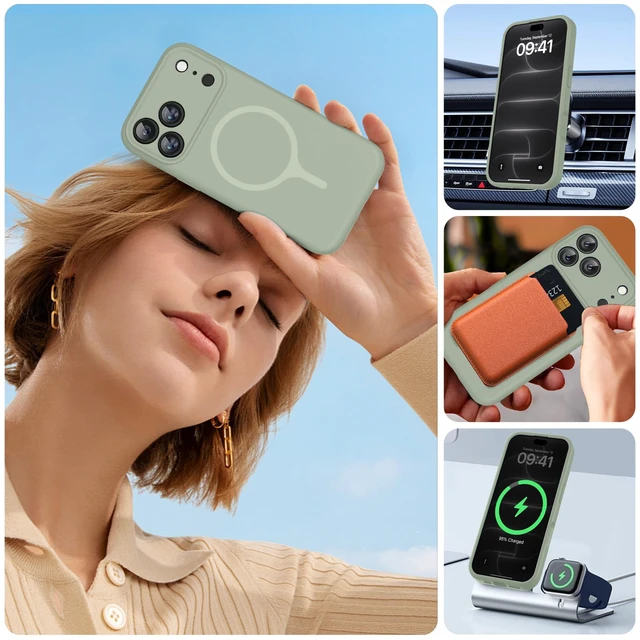 Alt view image 6 of 7 - Silicone & Magnetic for iPhone 18 Pro Max Case, Patina Green | Compatible with MagSafe, Camera Control Cover, Premium Silicone Cover Shockproof Drop Protection Phone Case for 18 Pro Max