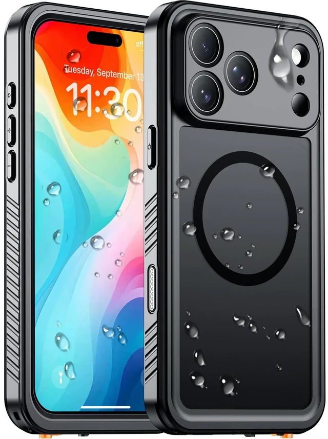 Main image of Designed for iPhone 18 Pro Max Case Waterproof-Black | Translucent Matte Back Cover, IP68 Waterproof, Built-in Screen Protector, Compatible with MagSafe, Full Body Protective