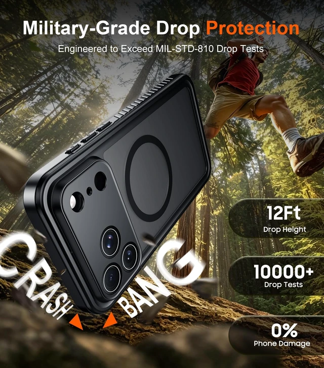 Alt view image 5 of 7 - Designed for iPhone 18 Pro Max Case Waterproof-Black | Translucent Matte Back Cover, IP68 Waterproof, Built-in Screen Protector, Compatible with MagSafe, Full Body Protective
