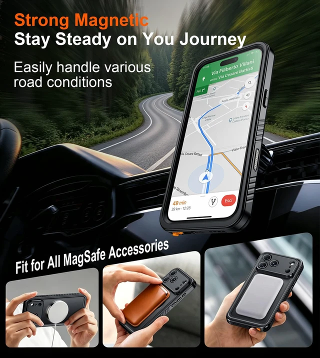 Alt view image 6 of 7 - Designed for iPhone 18 Pro Max Case Waterproof-Black | Translucent Matte Back Cover, IP68 Waterproof, Built-in Screen Protector, Compatible with MagSafe, Full Body Protective