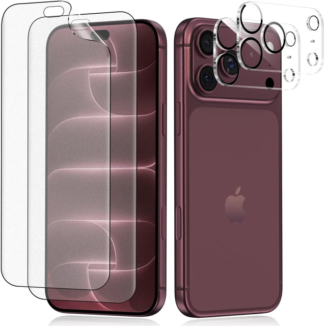 Main image of 2+2 Pack for iPhone 18 Pro Max Matte Screen Protector | Anti Glare Anti Fingerprint Sensitive Touch Self Healing Bubble Free Flexible Film with Camera Lens Protector