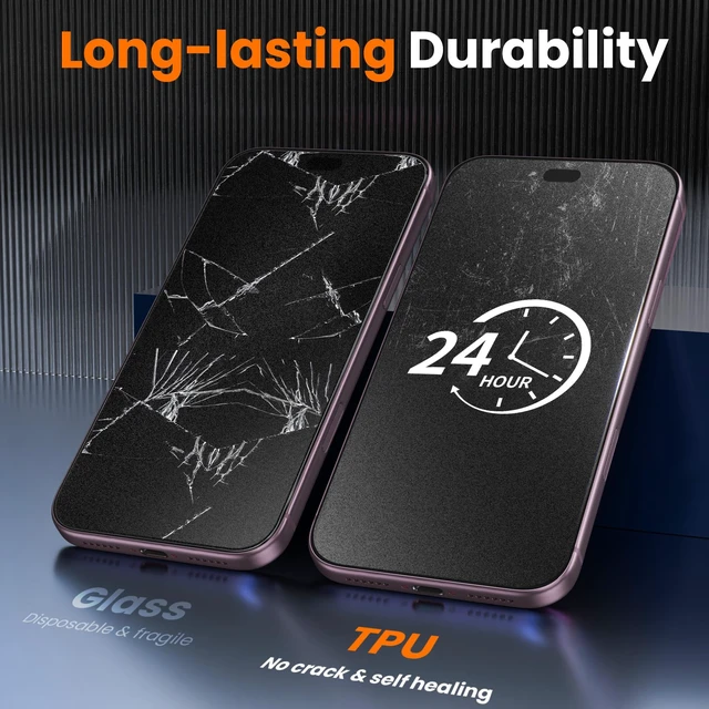 Alt view image 4 of 6 - 2+2 Pack for iPhone 18 Pro Max Matte Screen Protector | Anti Glare Anti Fingerprint Sensitive Touch Self Healing Bubble Free Flexible Film with Camera Lens Protector