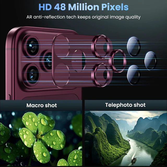 Alt view image 3 of 7 - for iPhone 18 Pro Max Camera Lens Protector, Metal Frame Glass Cover | Not Easy to Break, Strong Adsorption, Case-Friendly, Metal 9H Sapphire Glass Rear Camera Screen Cover, Burgundy