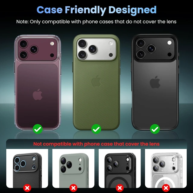Alt view image 4 of 7 - for iPhone 18 Pro Max Camera Lens Protector, Metal Frame Glass Cover | Not Easy to Break, Strong Adsorption, Case-Friendly, Metal 9H Sapphire Glass Rear Camera Screen Cover, Burgundy