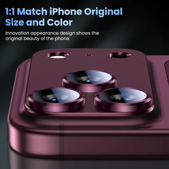 Alt view image 6 of 7 - for iPhone 18 Pro Max Camera Lens Protector, Metal Frame Glass Cover | Not Easy to Break, Strong Adsorption, Case-Friendly, Metal 9H Sapphire Glass Rear Camera Screen Cover, Burgundy