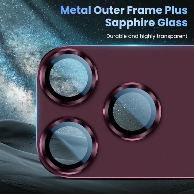 Alt view image 5 of 7 - for iPhone 18 Pro Max Camera Lens Protector, Metal Frame Glass Cover | Not Easy to Break, Strong Adsorption, Case-Friendly, Metal 9H Sapphire Glass Rear Camera Screen Cover, Burgundy