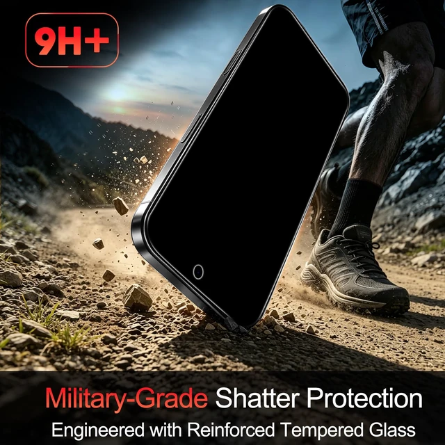 Alt view image 2 of 7 - Privacy Screen Protector for iPhone 18 Pro Max, Tempered Glass | 3+3 Pack, TOP 9H+ Hardness, Case Friendly, with Camera Lens Protectors, Military Grade Shatterproof