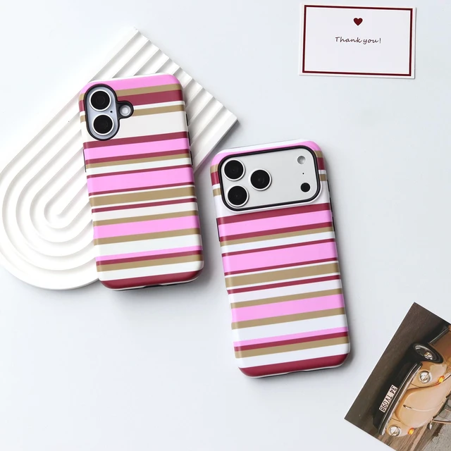 Alt view image 4 of 5 - for iPhone 18 Pro Max Case, Magnetic Matte Frosted Dual-Layer Striped Phone Case for Women, Retro Aesthetic Cover Compatible with MagSafe Accessories - Berry Sage
