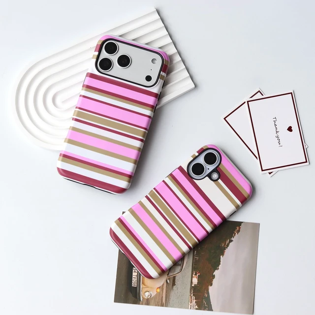 Alt view image 5 of 5 - for iPhone 18 Pro Max Case, Magnetic Matte Frosted Dual-Layer Striped Phone Case for Women, Retro Aesthetic Cover Compatible with MagSafe Accessories - Berry Sage