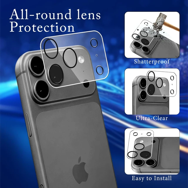 Alt view image 3 of 7 - Screen Protector for iPhone 18 Pro Max + Camera Lens Protector | Tempered Glass for Apple iPhone 18 Pro, No Bubbles, Anti Scratch, Easy to Install, 2+2 Pack
