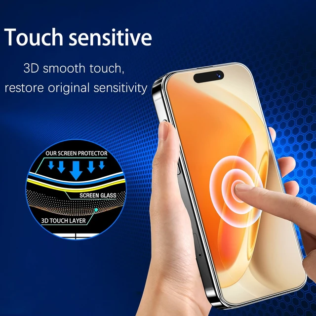 Alt view image 5 of 7 - Screen Protector for iPhone 18 Pro Max + Camera Lens Protector | Tempered Glass for Apple iPhone 18 Pro, No Bubbles, Anti Scratch, Easy to Install, 2+2 Pack