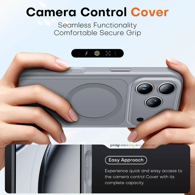 Alt view image 6 of 7 - for iPhone 18 Pro Max Case, Compatible with MagSafe, Grey | (Full Camera Protection) Camera Control Cover Military-Grade Protection Magnetic Phone Case for iPhone 18 ProMax