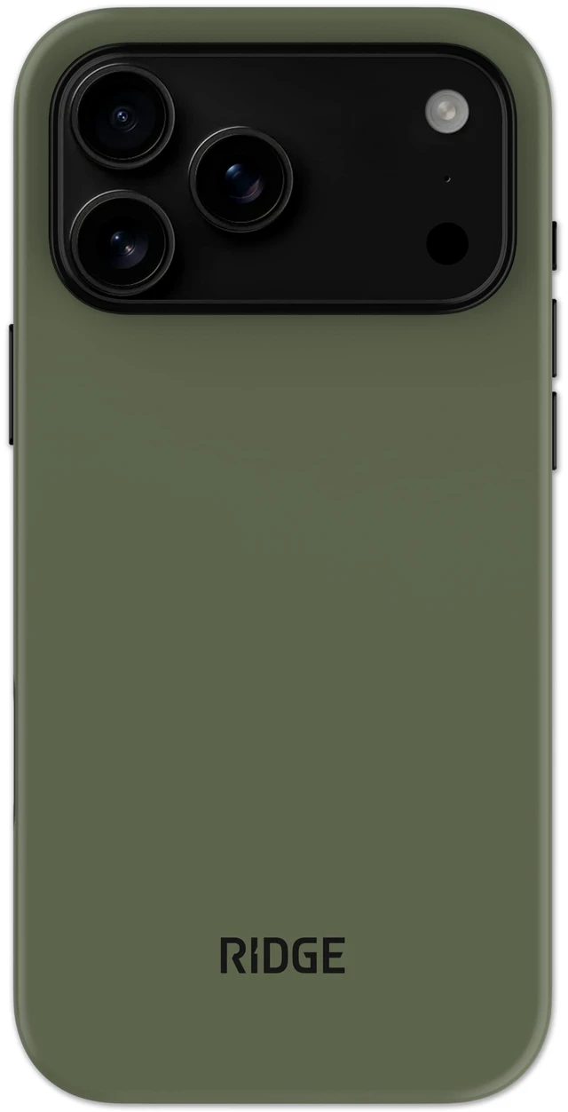 Main image of Ridge Phone Case Compatible with iPhone 18 PRO MAX - Compatible with MAGSAFE & Wireless Charging, Aluminum Control Buttons, Dual-Layer Construction, TPU Bumper with Drop Protection (Matte Olive)