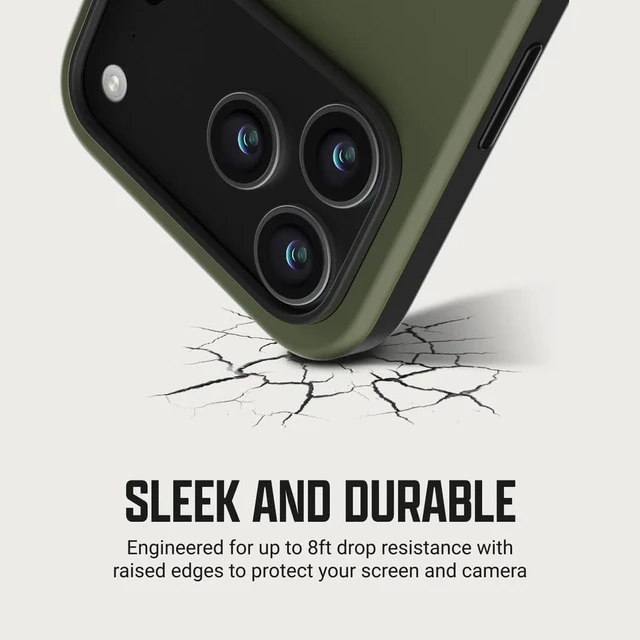 Alt view image 5 of 7 - Ridge Phone Case Compatible with iPhone 18 PRO MAX - Compatible with MAGSAFE & Wireless Charging, Aluminum Control Buttons, Dual-Layer Construction, TPU Bumper with Drop Protection (Matte Olive)