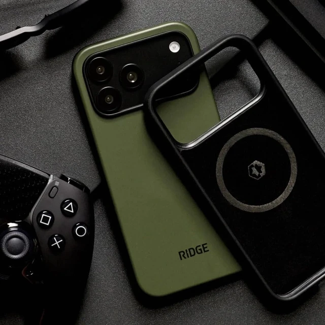 Alt view image 2 of 7 - Ridge Phone Case Compatible with iPhone 18 PRO MAX - Compatible with MAGSAFE & Wireless Charging, Aluminum Control Buttons, Dual-Layer Construction, TPU Bumper with Drop Protection (Matte Olive)