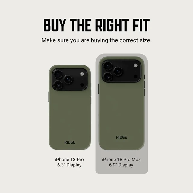 Alt view image 3 of 7 - Ridge Phone Case Compatible with iPhone 18 PRO MAX - Compatible with MAGSAFE & Wireless Charging, Aluminum Control Buttons, Dual-Layer Construction, TPU Bumper with Drop Protection (Matte Olive)