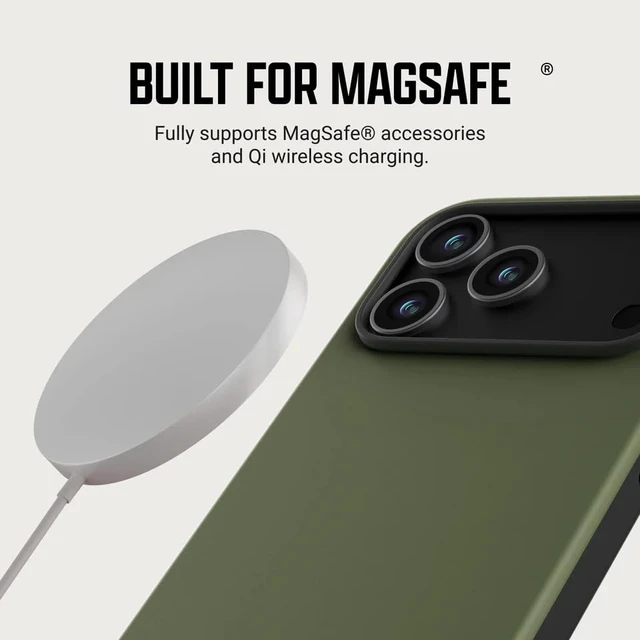 Alt view image 4 of 7 - Ridge Phone Case Compatible with iPhone 18 PRO MAX - Compatible with MAGSAFE & Wireless Charging, Aluminum Control Buttons, Dual-Layer Construction, TPU Bumper with Drop Protection (Matte Olive)