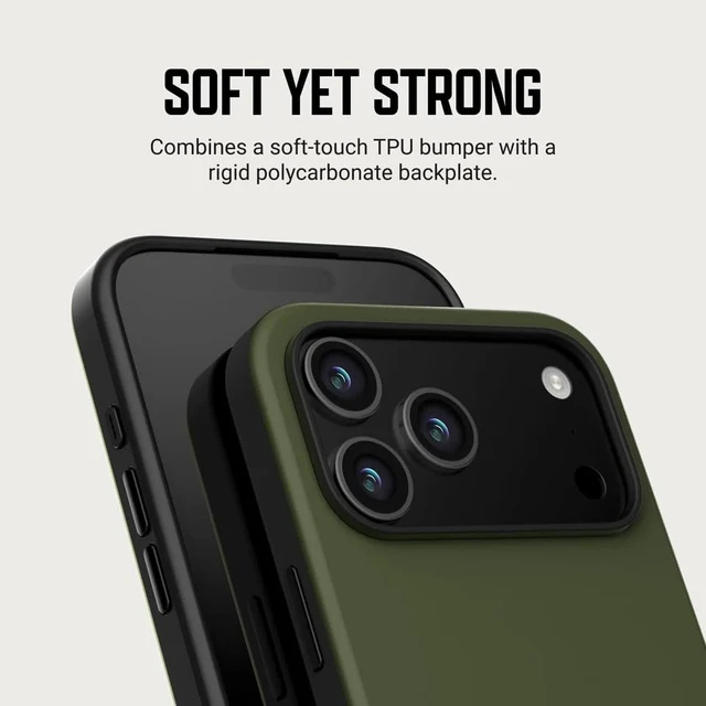 Alt view image 7 of 7 - Ridge Phone Case Compatible with iPhone 18 PRO MAX - Compatible with MAGSAFE & Wireless Charging, Aluminum Control Buttons, Dual-Layer Construction, TPU Bumper with Drop Protection (Matte Olive)