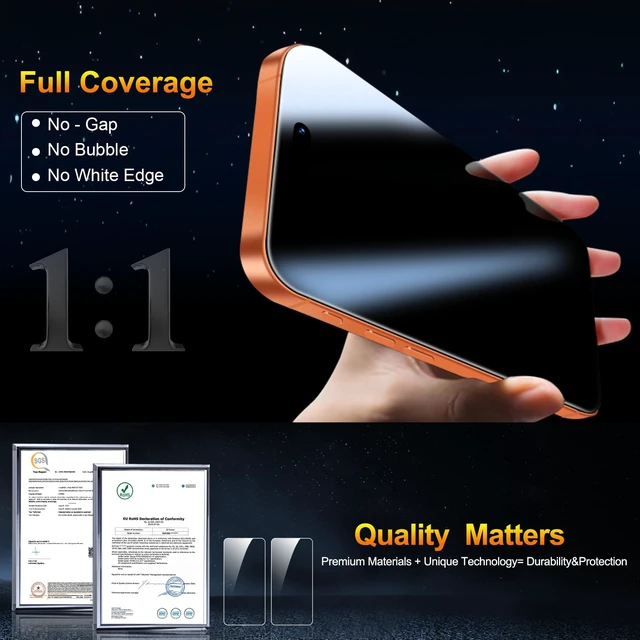 Alt view image 5 of 7 - Screen Protector for iPhone 18 Pro Max/iPhone 17 Pro Max | 9H+ Hardness Tempered Glass,Military Grade Shatterproof,Bubble-Free,Case Friendly,Installation Frame,Camera Protector