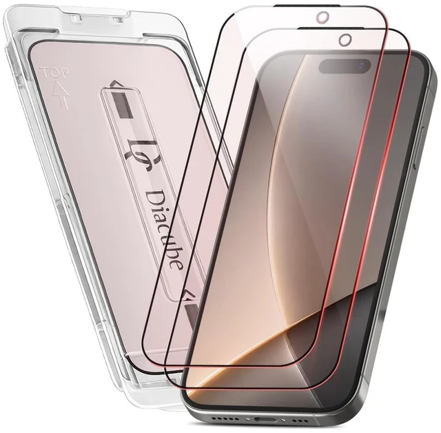 Main image of 2-Pack Red Light Converter Screen Protector for iPhone 18 Pro Max, Quantum Dot Technology Converts Blue Light to Red Light for Better Sleep & Eye Comfort, 9H Tempered Glass with Easy-Install Frame
