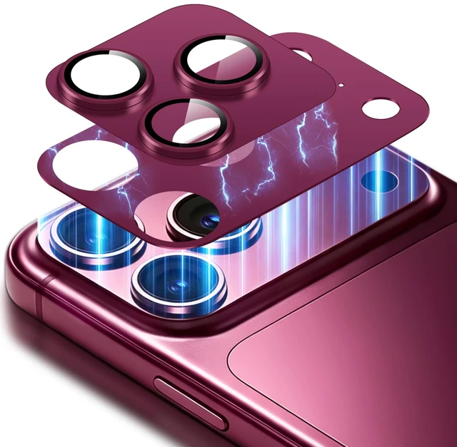 Main image of 2 Pack Magnetic Camera Lens Protector for iPhone 18 Pro Max | Removable Metal Aluminum Alloy Camera Cover, Stronger Adsorption, Full Coverage, HD Clear, Case-Friendly, Deep Cherry
