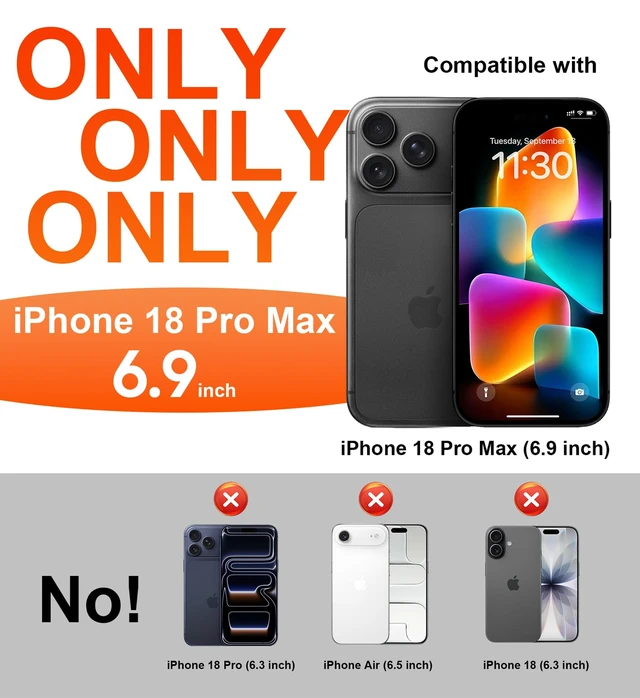Alt view image 2 of 7 - Designed for iPhone 18 Pro Max Case Waterproof, Black | Translucent Matte Back Cover, IP68 Waterproof, Compatible with MagSafe, Shockproof, Dustproof, Full Body Protective