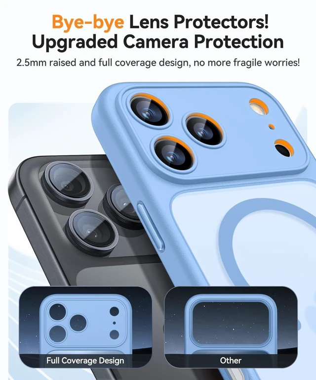 Alt view image 3 of 7 - Magnetic Shockproof for iPhone 18 Pro Max Case, Glacier Blue | Full Camera Protection, Compatible with MagSafe, Translucent Matte, Military-Grade Protection, Scratch Resistant, Slim Fit