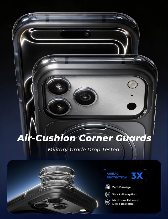 Alt view image 4 of 7 - Magnetic for iPhone 18 Pro Max Case with Stand, Fit for MagSafe | 360° Rotatable Stand, Mil-Grade Drop Proof, 18N Magnetic, Airbag Shockproof, Heavy Duty, Rugged, Camera Control, Black