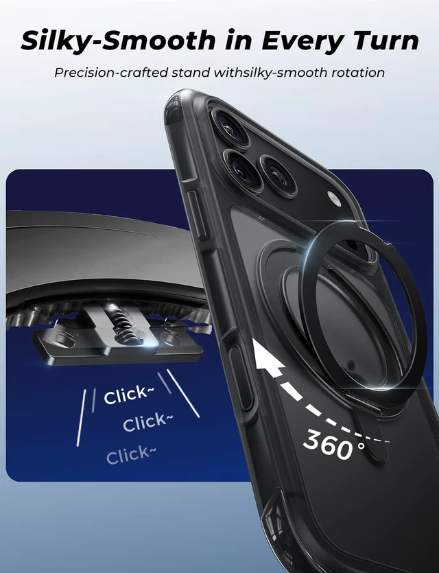 Alt view image 2 of 7 - Magnetic for iPhone 18 Pro Max Case with Stand, Fit for MagSafe | 360° Rotatable Stand, Mil-Grade Drop Proof, 18N Magnetic, Airbag Shockproof, Heavy Duty, Rugged, Camera Control, Black