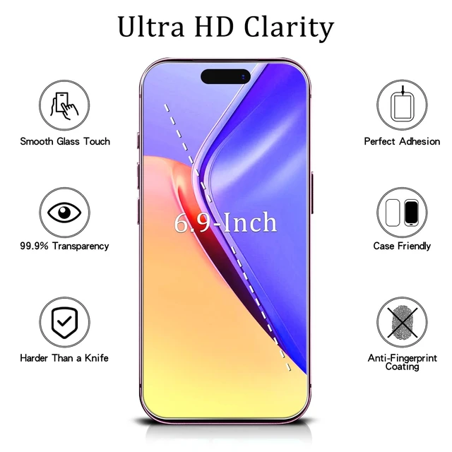 Alt view image 2 of 6 - 2-Pack Tempered Glass for Apple iPhone 18 Pro Max Screen Protector | 9H Hardness, No Bubbles, Anti Scratch, Easy to Install