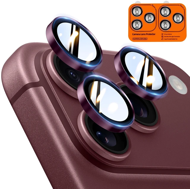 Main image of 2 Pack for iPhone 18 Pro Max / 18 Pro Camera Lens Protector | High Light Transmittance Rate, Color Reproduction, 9H+ Tempered Glass, Anti-Scratch fingerprint, Case Friendly Purple