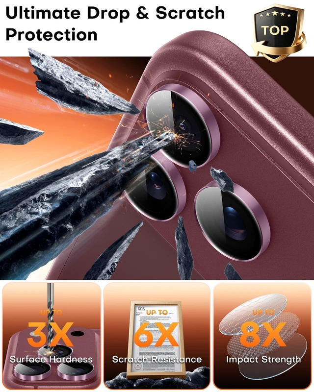 Alt view image 4 of 7 - 2 Pack for iPhone 18 Pro Max / 18 Pro Camera Lens Protector | High Light Transmittance Rate, Color Reproduction, 9H+ Tempered Glass, Anti-Scratch fingerprint, Case Friendly Purple
