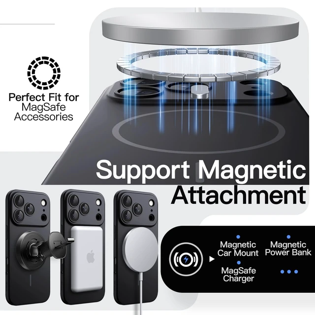 Alt view image 4 of 7 - Magnetic Slim Case for iPhone 18 Pro Max, Black | Ultra-Thin Lightweight Design, Compatible with MagSafe, Anti-Slip Grip, Camera Lens Protection, Matte Finish