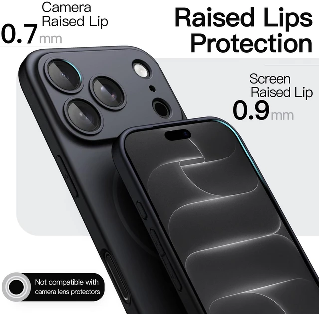 Alt view image 6 of 7 - Magnetic Slim Case for iPhone 18 Pro Max, Black | Ultra-Thin Lightweight Design, Compatible with MagSafe, Anti-Slip Grip, Camera Lens Protection, Matte Finish