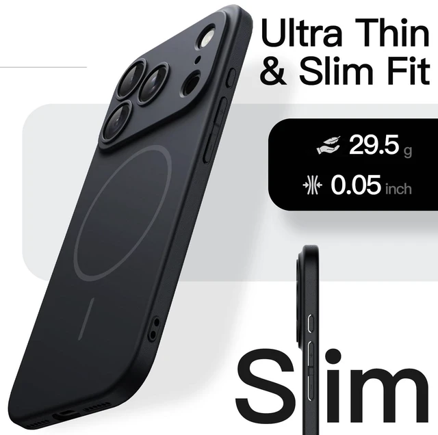 Alt view image 3 of 7 - Magnetic Slim Case for iPhone 18 Pro Max, Black | Ultra-Thin Lightweight Design, Compatible with MagSafe, Anti-Slip Grip, Camera Lens Protection, Matte Finish
