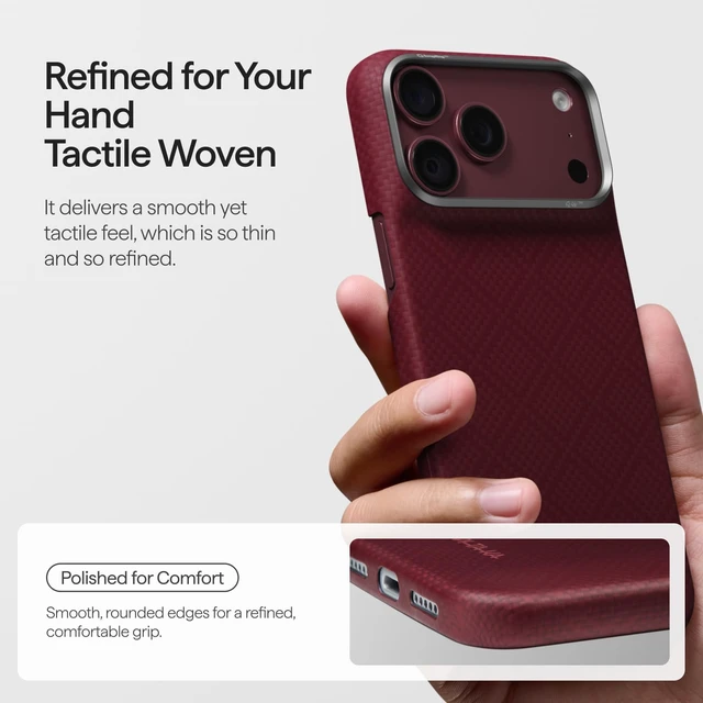 Alt view image 3 of 7 - for iPhone 18 Pro Max Case 6.9", Caseless Feeling, Burgundy (Argyle) | Barely There Feel Ultra-Slim Case, Camera Control Button, Compatible with MagSafe, 1500D Aramid Fiber Woven, Silky Texture