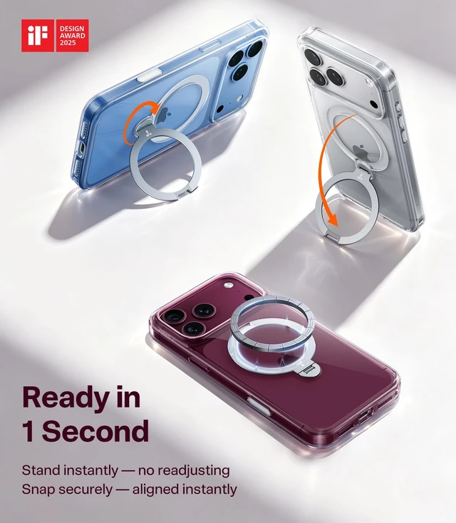Alt view image 3 of 7 - Q3 Spin for iPhone 18 Pro Max Case Clear with 360 Magnetic Stand | Fit for MagSafe, Anti-Yellowing Transparent, Anti-Scratch Protective Hard PC, Slim Case for iPhone 18 Pro Max Crystal Clear