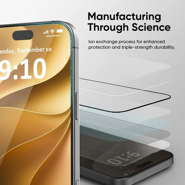 Alt view image 3 of 6 - NanoArmour ONETIME 2 Pack for iPhone 17 Pro Max / 18 Pro Max Screen Protector, Tempered Glass, Ultra Clear, InfinityEdge-to-Edge, Easy Install, Dust-Free, Reinforced Edge