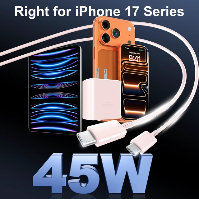 Alt view image 5 of 7 - Phone 18 17 Pro Max Charger Fast Charging 45W USBC Phone Duo Fast Charger | New iPhone Super Fast Charger with 10 FT Long Type C Fast Charging Cable Cord for iPhone 18 Pro Max/Pro/Duo/17/16/Pro Max